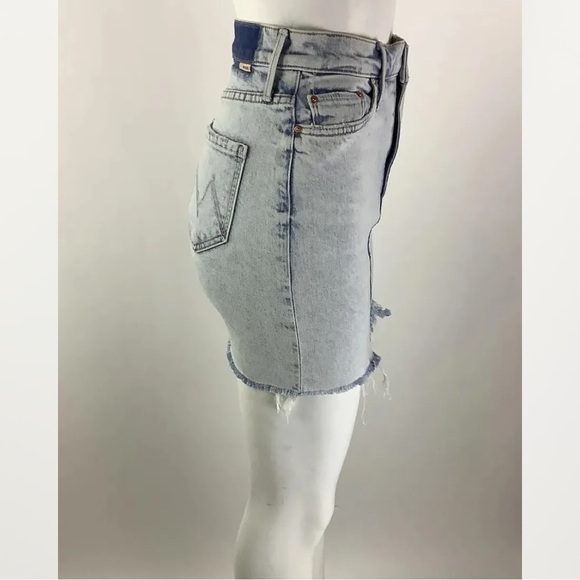 MOTHER Sz 24 The Sacred Slit Mini Denim Skirt In Acid Wash Cotton Spandex - Picture 4 of 12